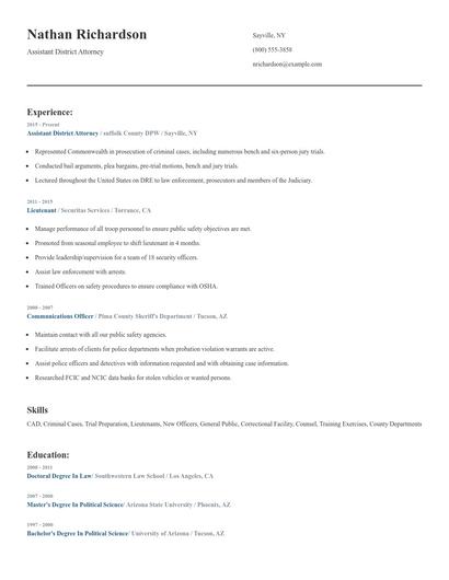 Assistant District Attorney Resume