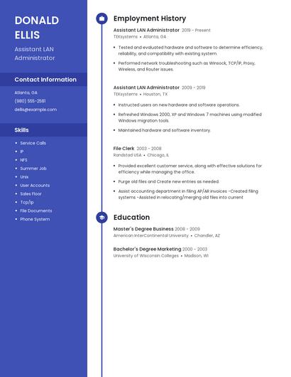 Assistant LAN Administrator Resume