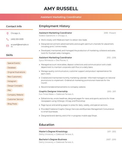 Assistant Marketing Coordinator Resume