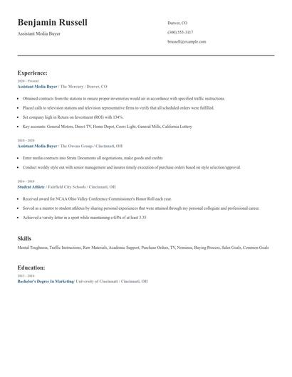 Assistant Media Buyer Resume