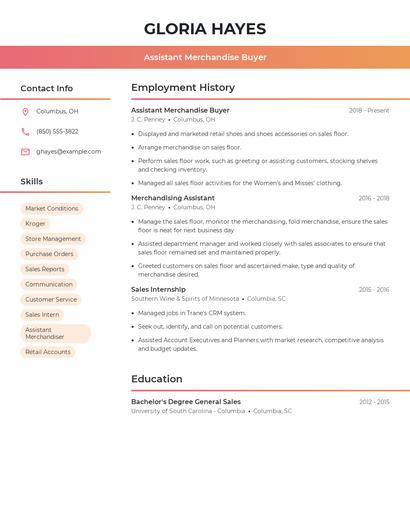 Assistant Merchandise Buyer Resume