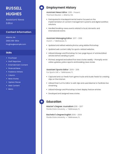 Assistant News Editor Resume