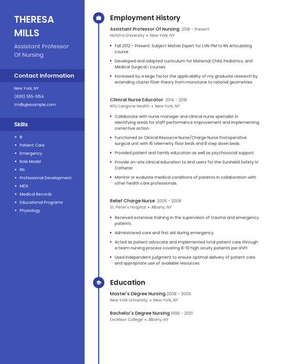 Assistant Professor Of Nursing Resume