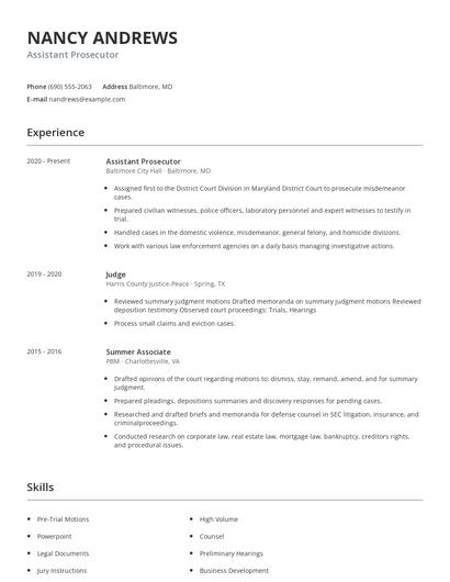 Assistant Prosecutor Resume