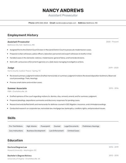 Assistant Prosecutor Resume