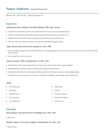 Assistant Prosecutor Resume