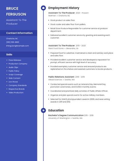 Assistant To The Producer Resume