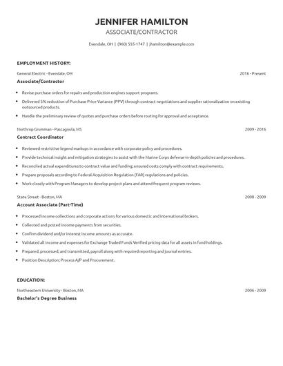 Associate/Contractor Resume