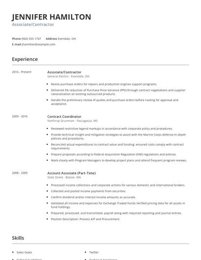 Associate/Contractor Resume