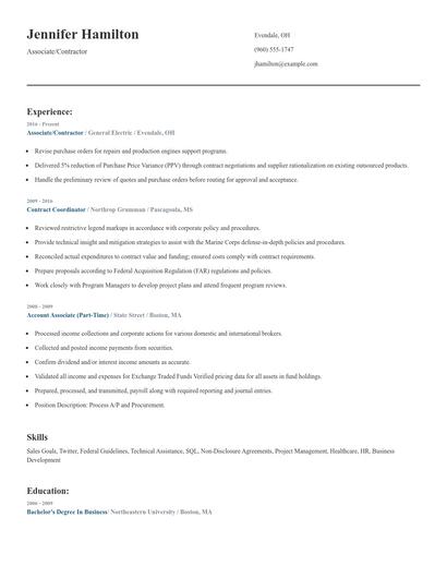 Associate/Contractor Resume