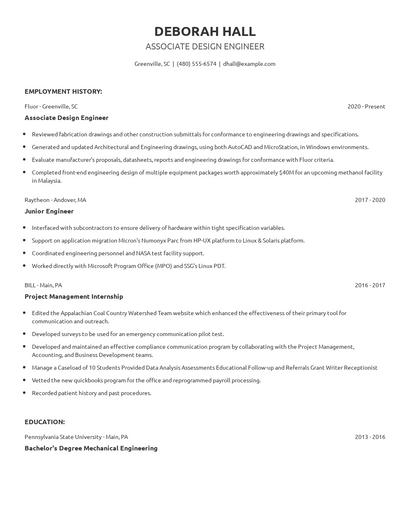 Associate Design Engineer Resume