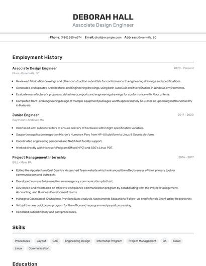 Associate Design Engineer Resume