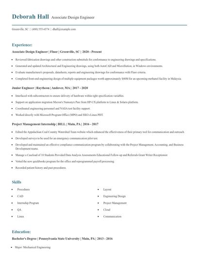 Associate Design Engineer Resume