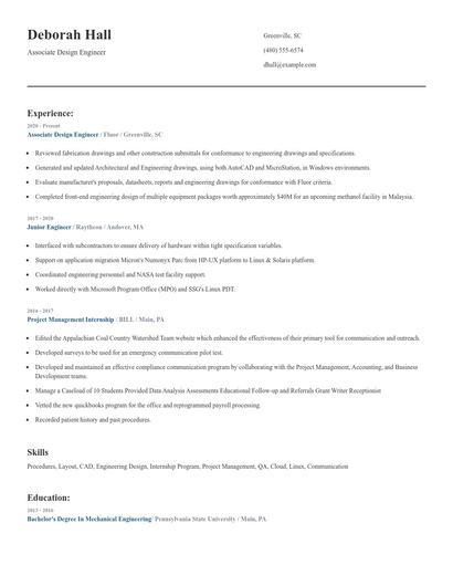 Associate Design Engineer Resume