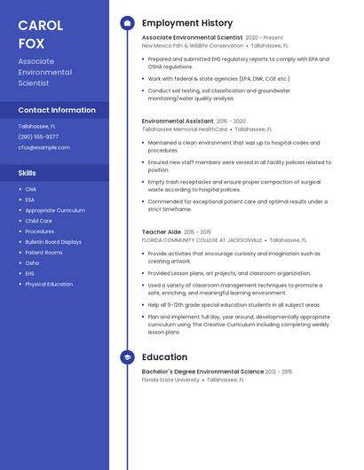 Associate Environmental Scientist Resume