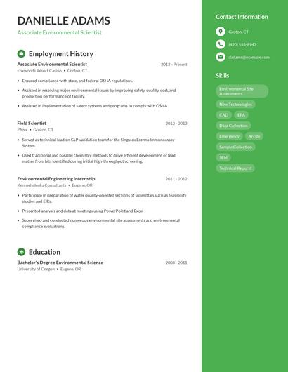 Associate Environmental Scientist Resume