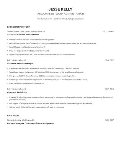 Associate Network Administrator Resume