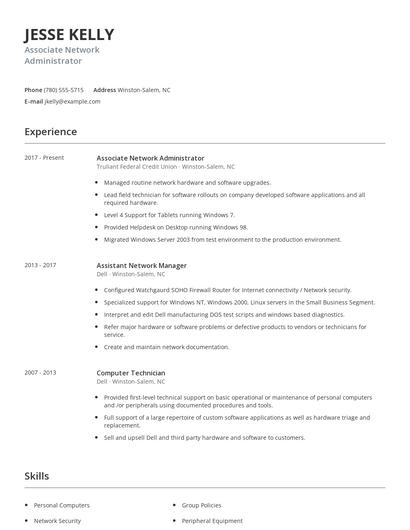 Associate Network Administrator Resume
