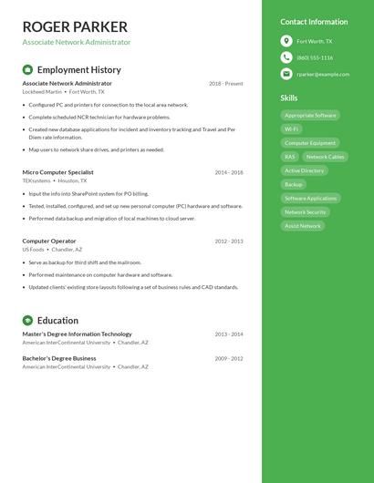 Associate Network Administrator Resume