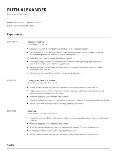 Associate Partner Resume