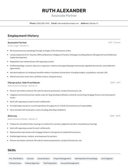 Associate Partner Resume