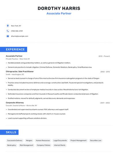 Associate Partner Resume