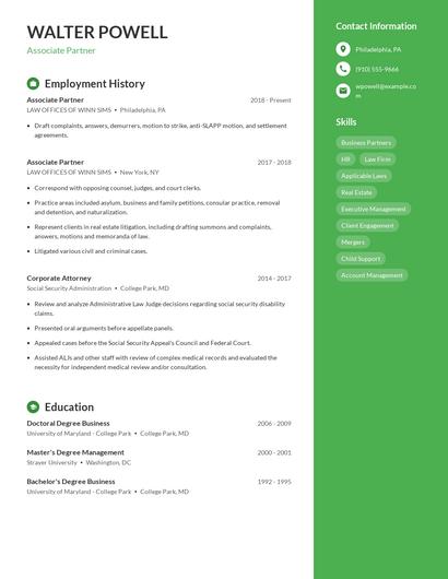 Associate Partner Resume