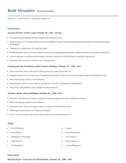 Associate Partner Resume