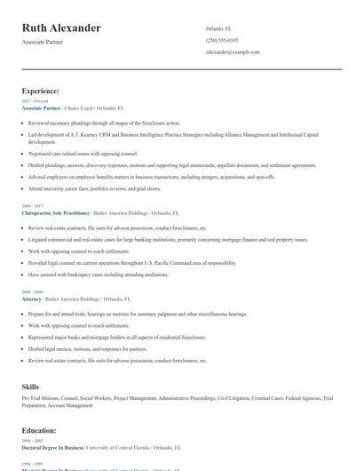 Associate Partner Resume