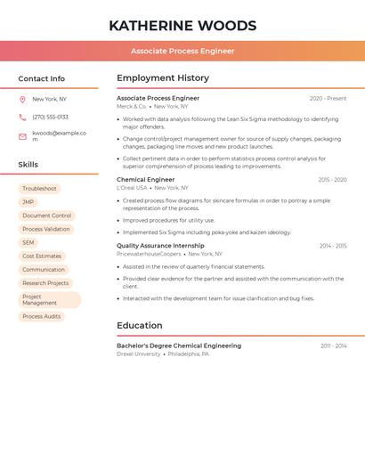 Associate Process Engineer Resume