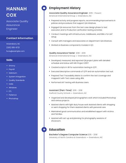 Associate Quality Assurance Engineer Resume