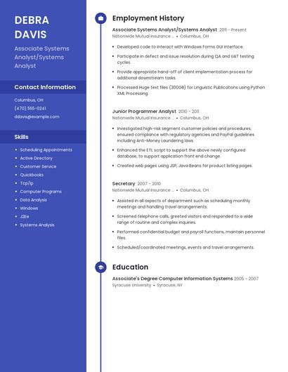 Associate Systems Analyst/Systems Analyst Resume