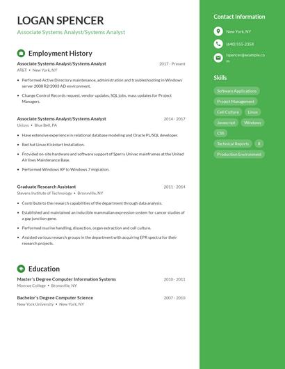 Associate Systems Analyst/Systems Analyst Resume