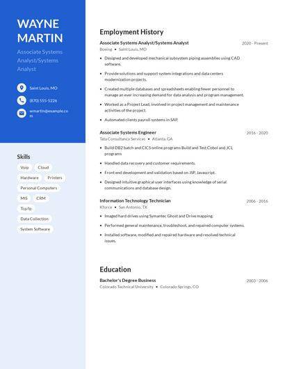 Associate Systems Analyst/Systems Analyst Resume