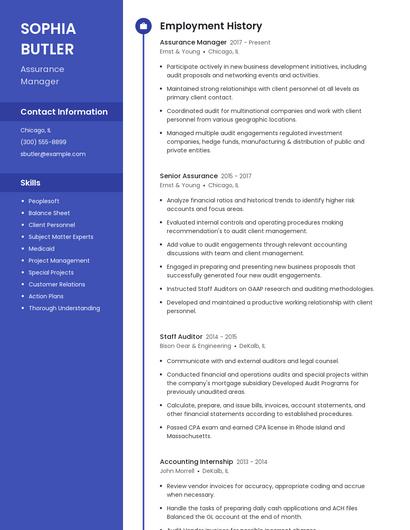 Assurance Manager Resume