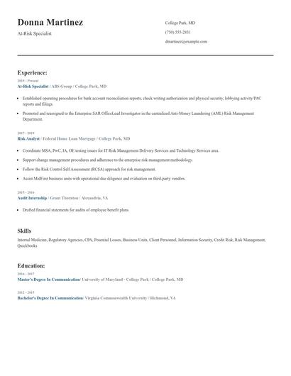 At-Risk Specialist Resume