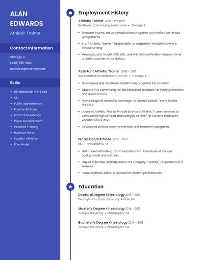 Athletic Trainer Resume