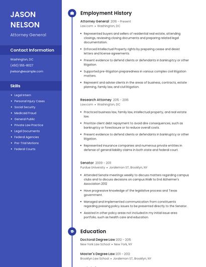 Attorney General Resume