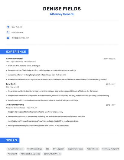 Attorney General Resume