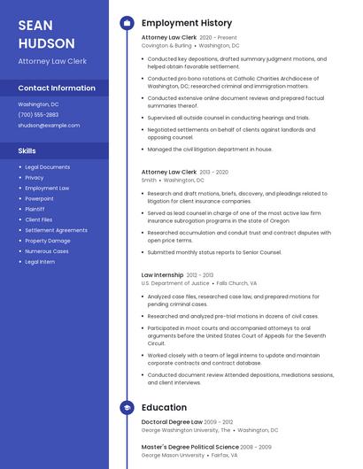 Attorney Law Clerk Resume
