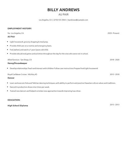 AU Pair Resume
