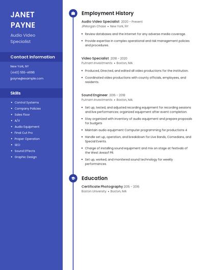 Audio Video Specialist Resume