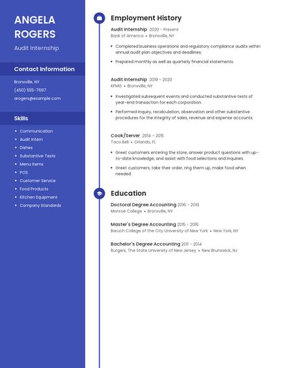 Audit Internship Resume