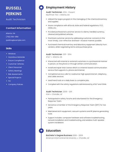 Audit Technician Resume