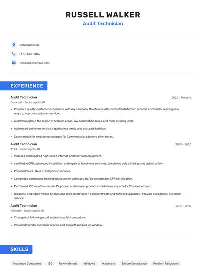 Audit Technician Resume