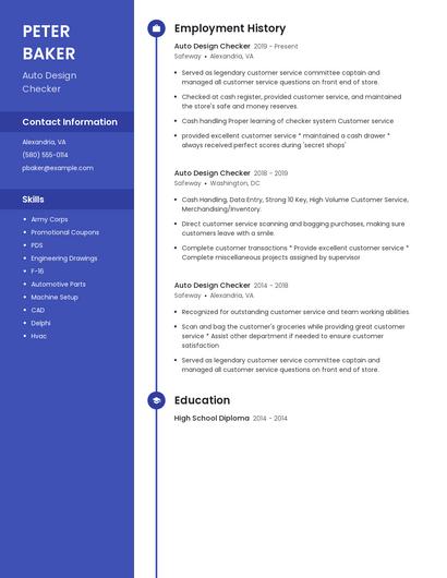 Auto Design Checker Resume