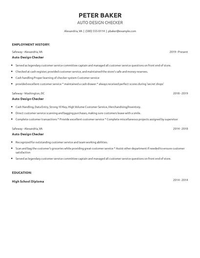 Auto Design Checker Resume