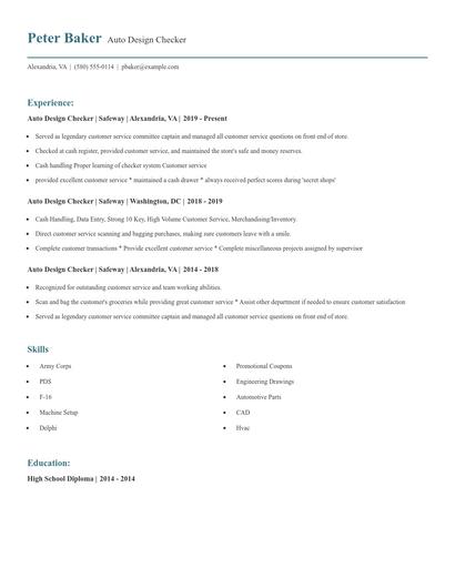 Auto Design Checker Resume