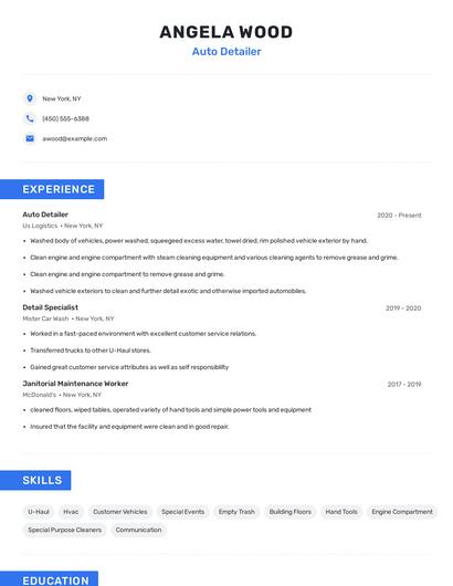 Auto Detailer Resume