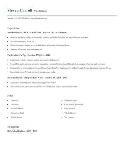 Auto Detailer Resume